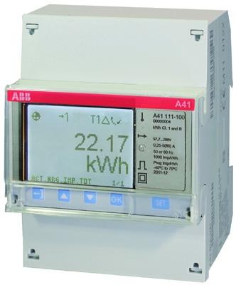 Счетчик  ABB 1-фазный активной энергии, 1-тарифный. класс точности 1, прямого включения 5(80)А, имп. выход RS485, тип A41 112-200 /2CMA100083R