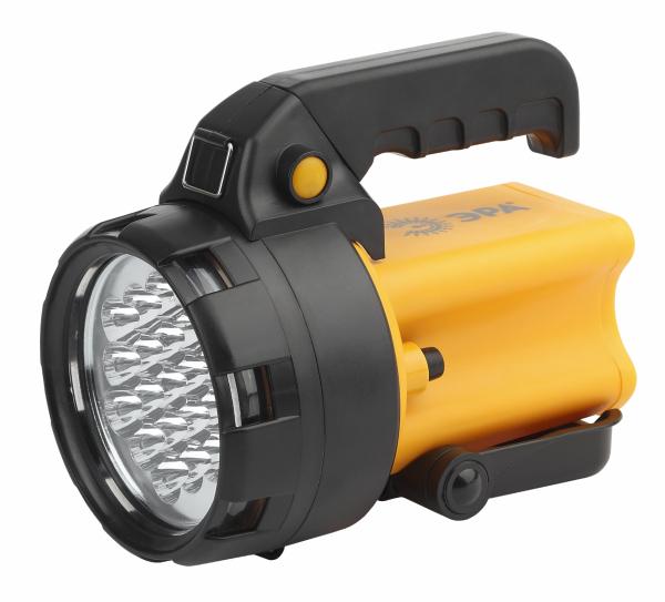 Фонарь светодиодный ЭРА PA-602 АЛЬФА прожеткор 19LED, аккумулятор 3Ah, ЗУ 220V/12V, черный/желтый пластик, IP44