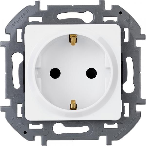 Legrand INSPIRIA Белый Розетка 1-местная с заземляющими контактами IP20 скрытая установка 673720