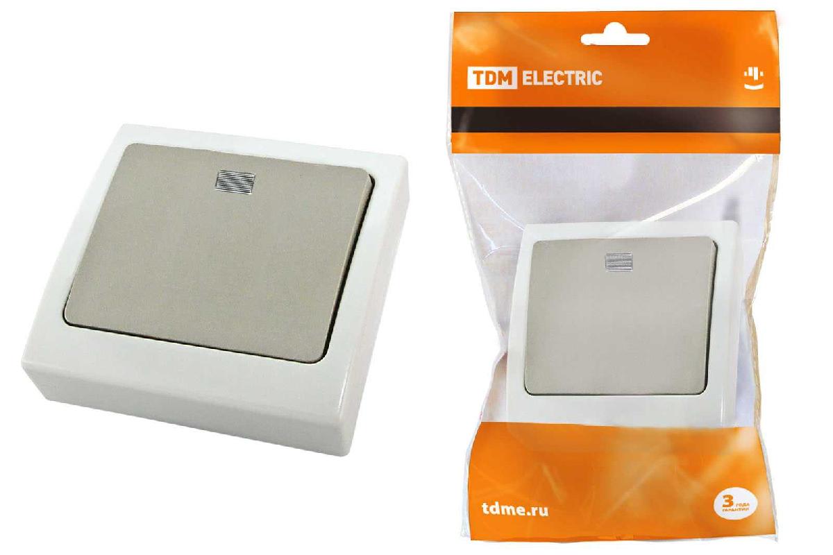 TDM  Вуокса Выключатель 1-клавишный скрытая установка IP54 10А SQ1803-0101