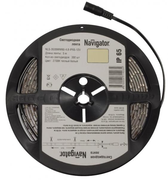 Светодиодная лента Navigator IP65  12V   4,8Вт/м  красный  71 406 NLS-3528R60 СД  (1уп.- 5м)